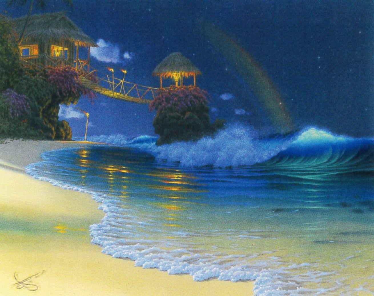 ジョン・アルホーグの絵画作品　タイトルは、レインボー・ムーン　Rainbow Moon
